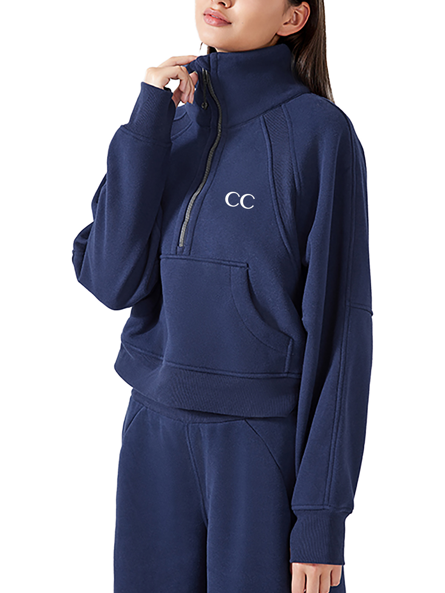 CC Cropped Half-Zip Sweatshirt