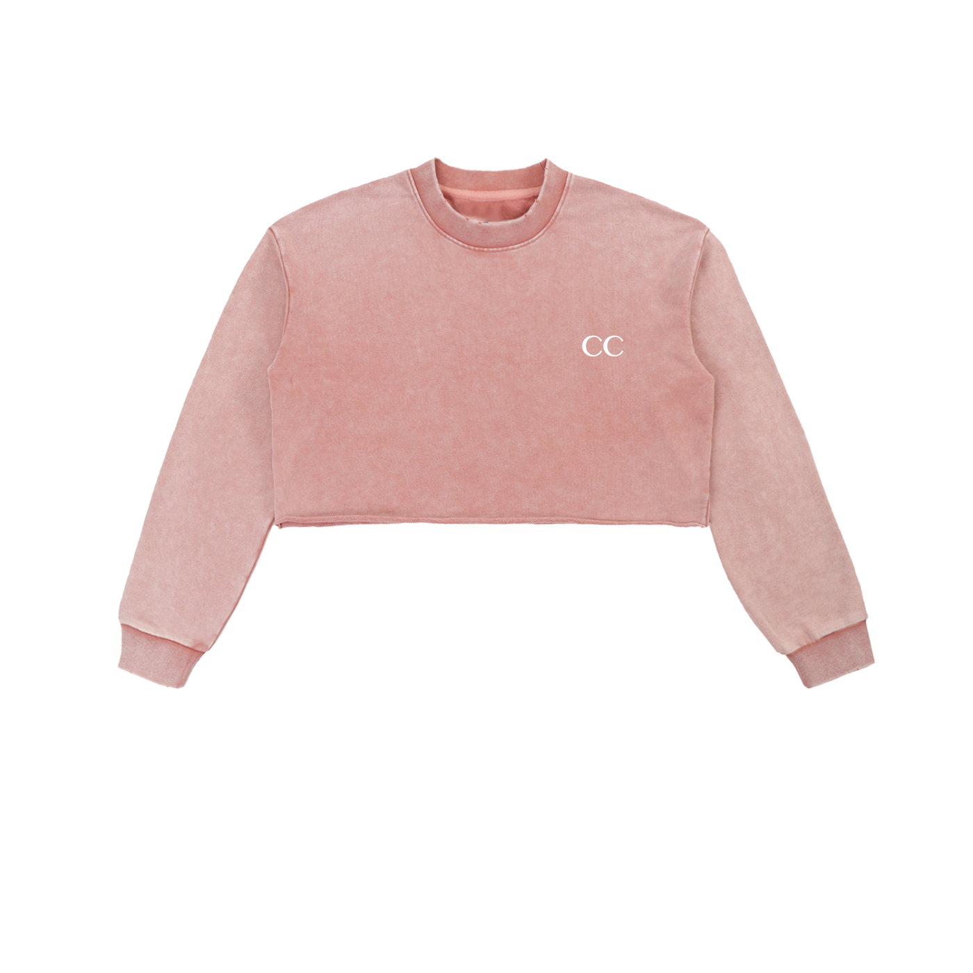 CC Snow Washed Raw Edge Cropped Sweatshirt