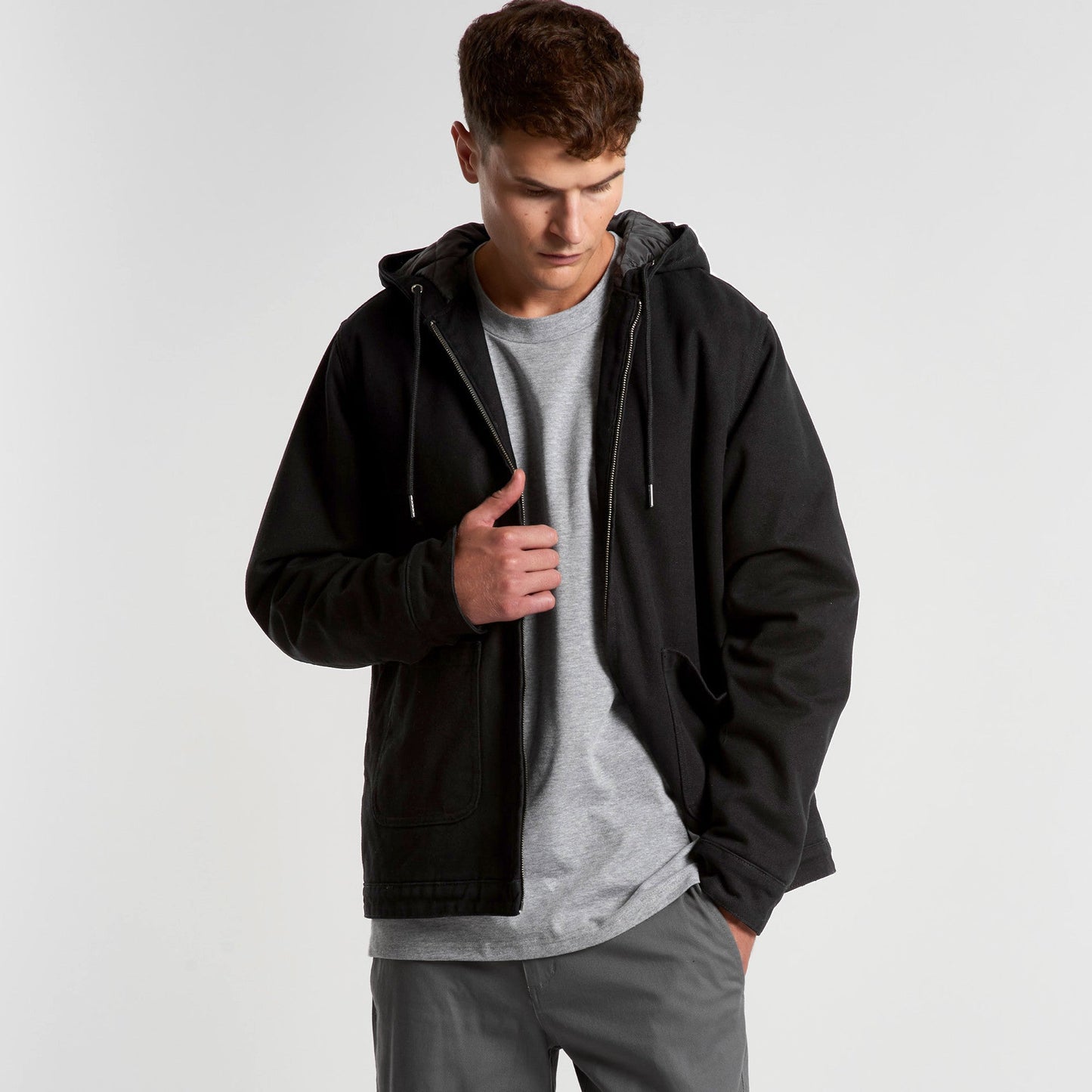 Mens Heavy Canvas Zip Hood | COLD COFFEE LABEL