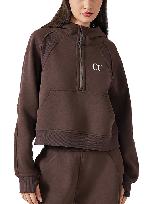 CC Cropped Half-Zip Hoodie