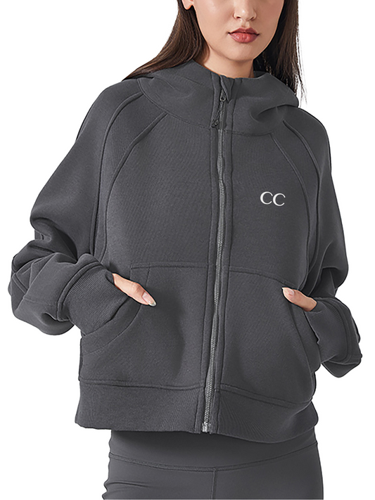 CC Cropped Zip-Through Hoodie