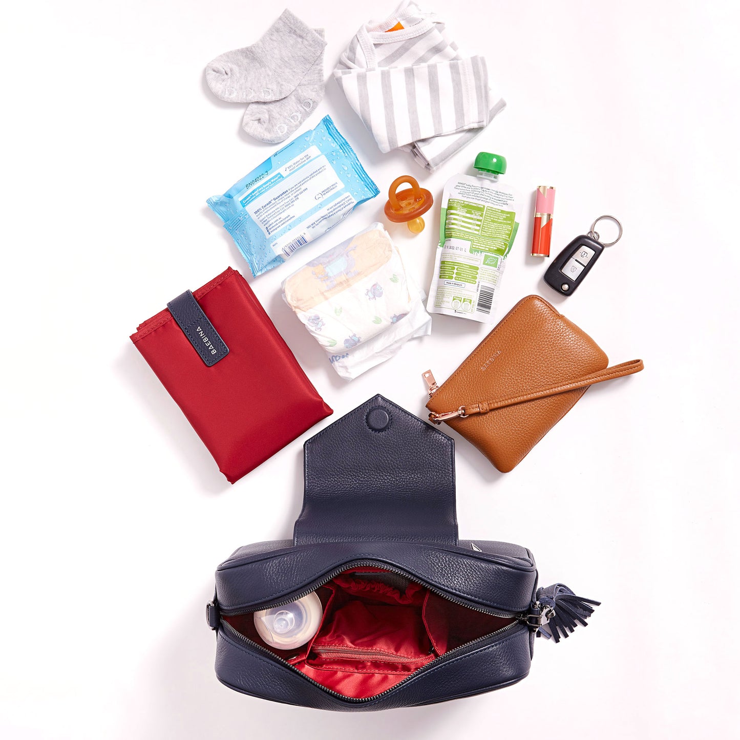 Leather Baby Bag | Navy